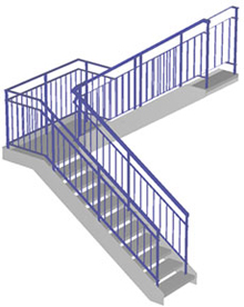 plan 3d escalier droit